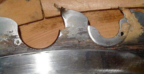 Articles at Seneca Saw Works, Burdett, NY, Saw Sales, Service, Troubleshooting, Sawmill Forum: After close inspection of the log and the blade I discovered that one of the teeth had broken off and embedded in the log long enough for every other tooth to slam into it. On close inspection, the point of the shoulder (that?s where the ba